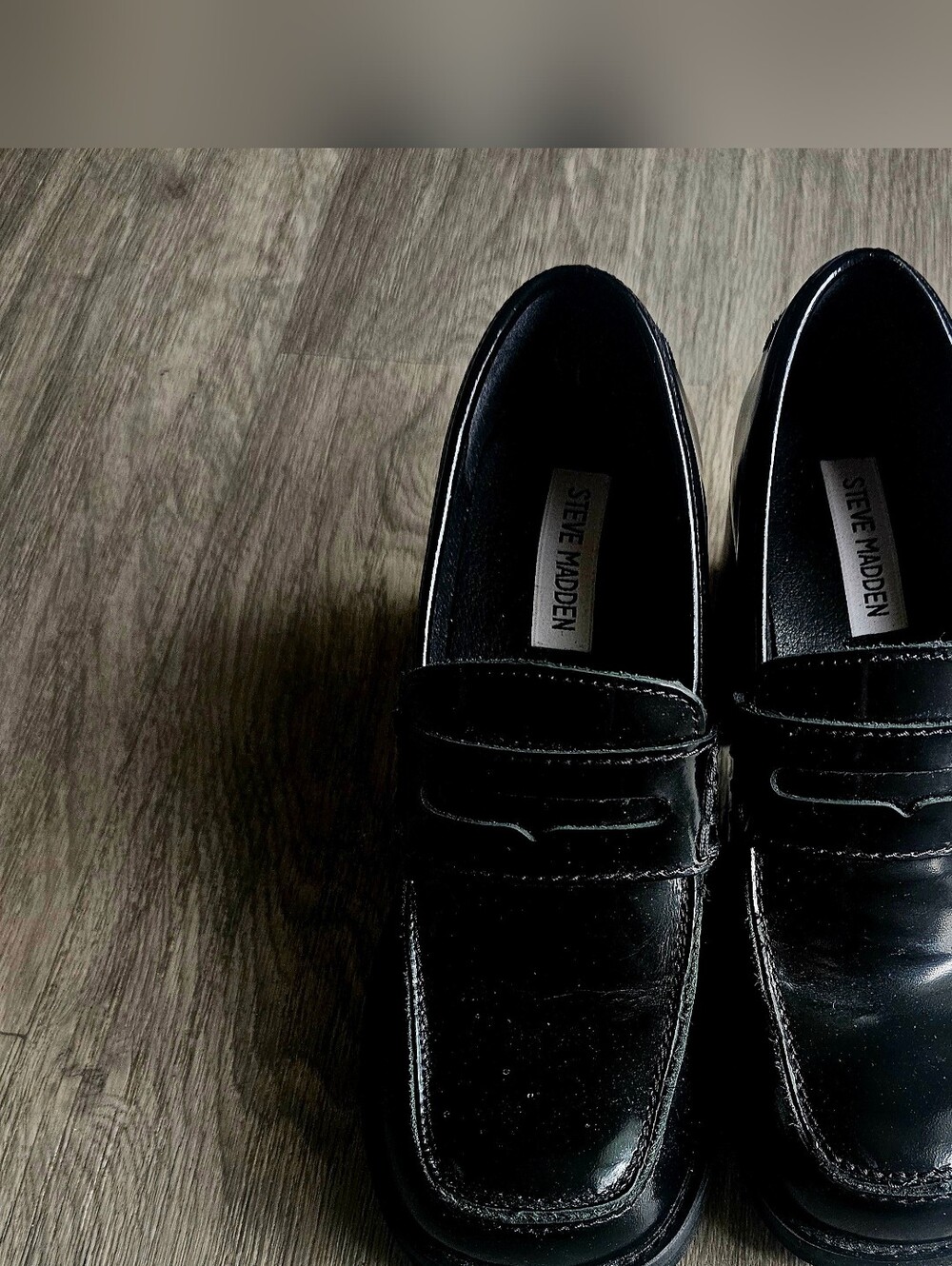 Steve Madden Black Patent Leather Penny Loafers - Picture 2 of 5